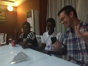 Eating with teens from an orphanage